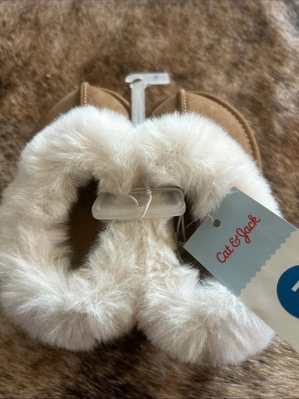 Cat & Jack Toddler Brown Faux Fur Lined Booties
